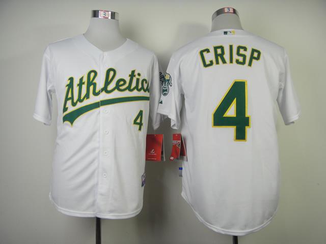 Men Oakland Athletics #4 Crisp White MLB Jerseys